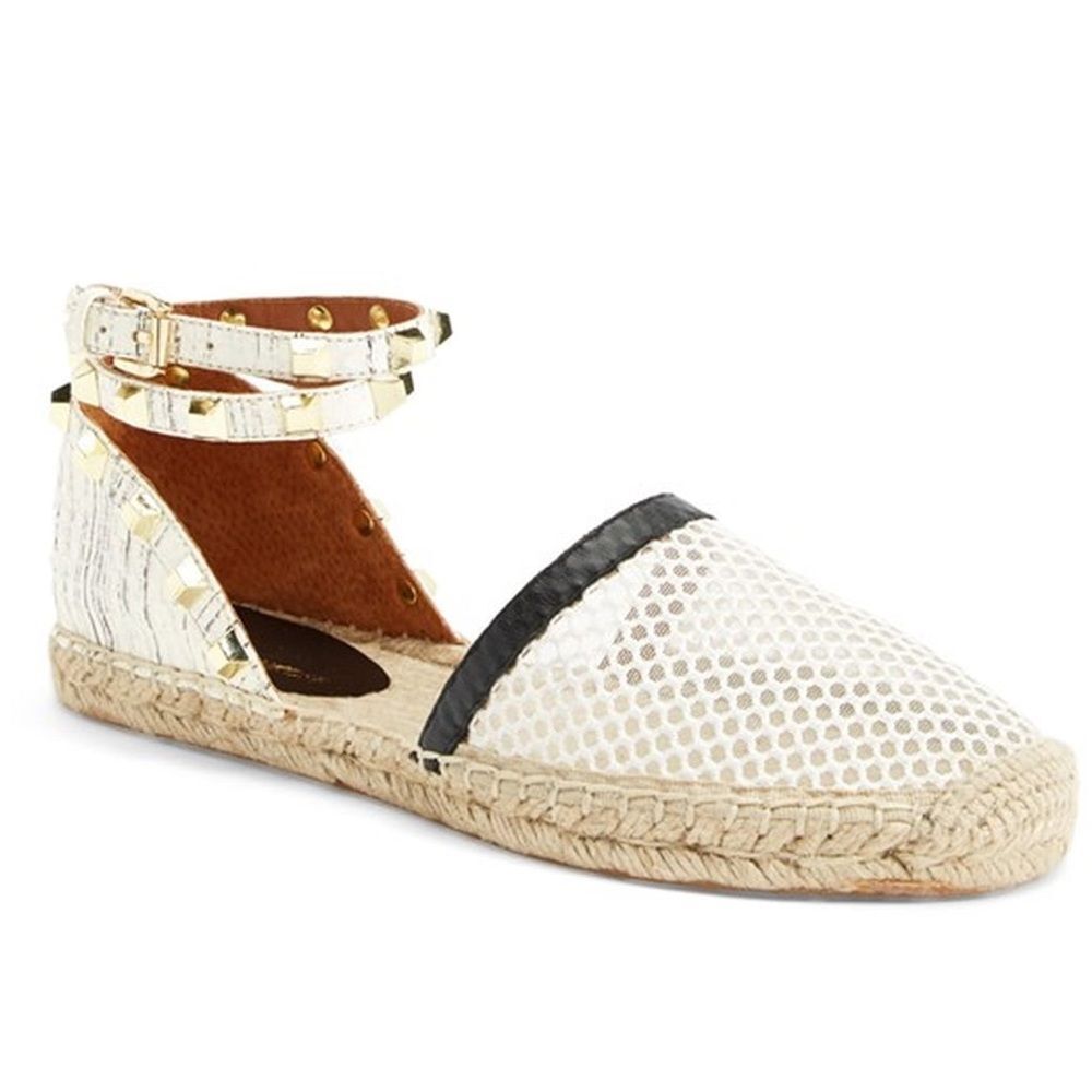 Rebecca Minkoff Gilles Espadrille Flat Women’s Size 7M Mesh Gold Grommets